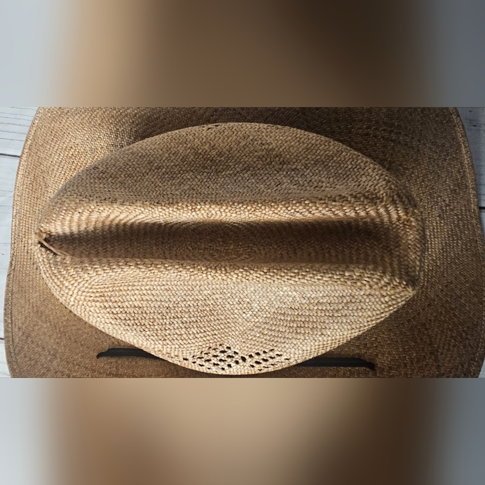 Vintage Bailey U-Rollit Cowboy Western Woven Raffia Straw Hat - Picture 3 of 12